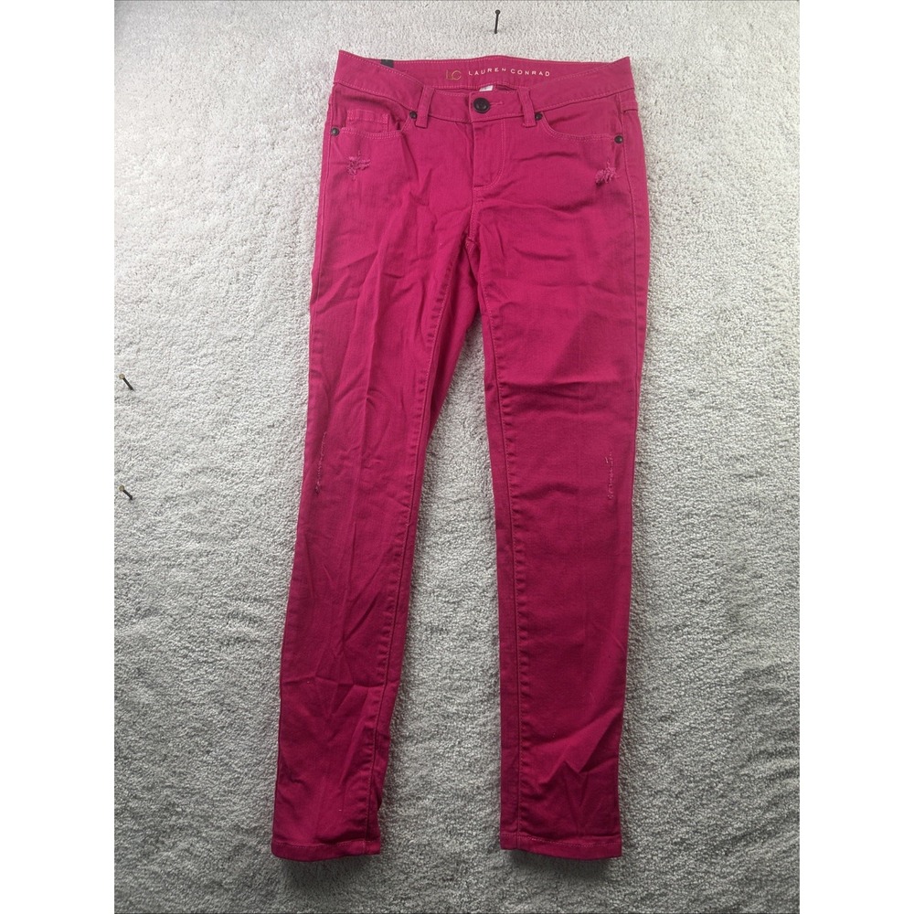 LC Lauren Conrad Womens Size 4 Pockets Hot Pink Denim Jeans Distressed Sexy